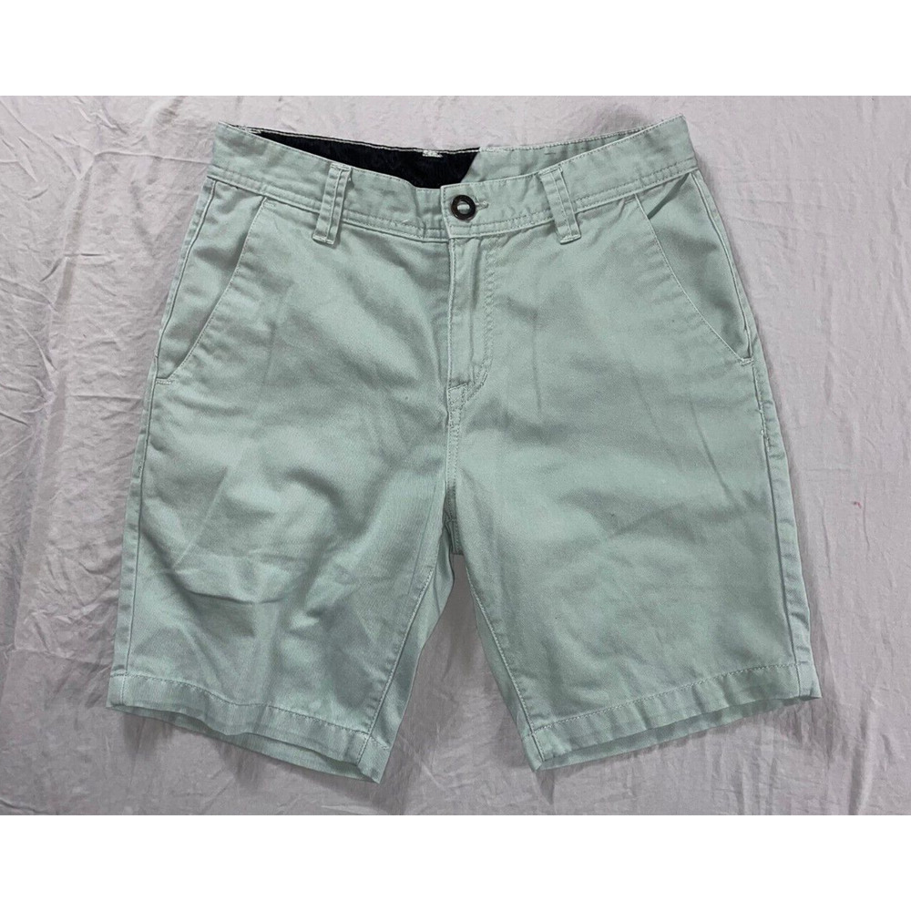 Volcom Flat Front Poly-Cotton Chino Skate Shorts. Seafoam Green, Size 28. GUC!